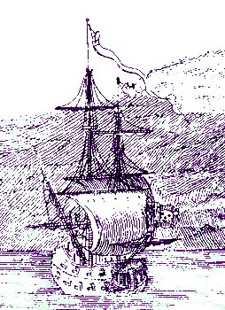 Edward Teach's Ship and Flag